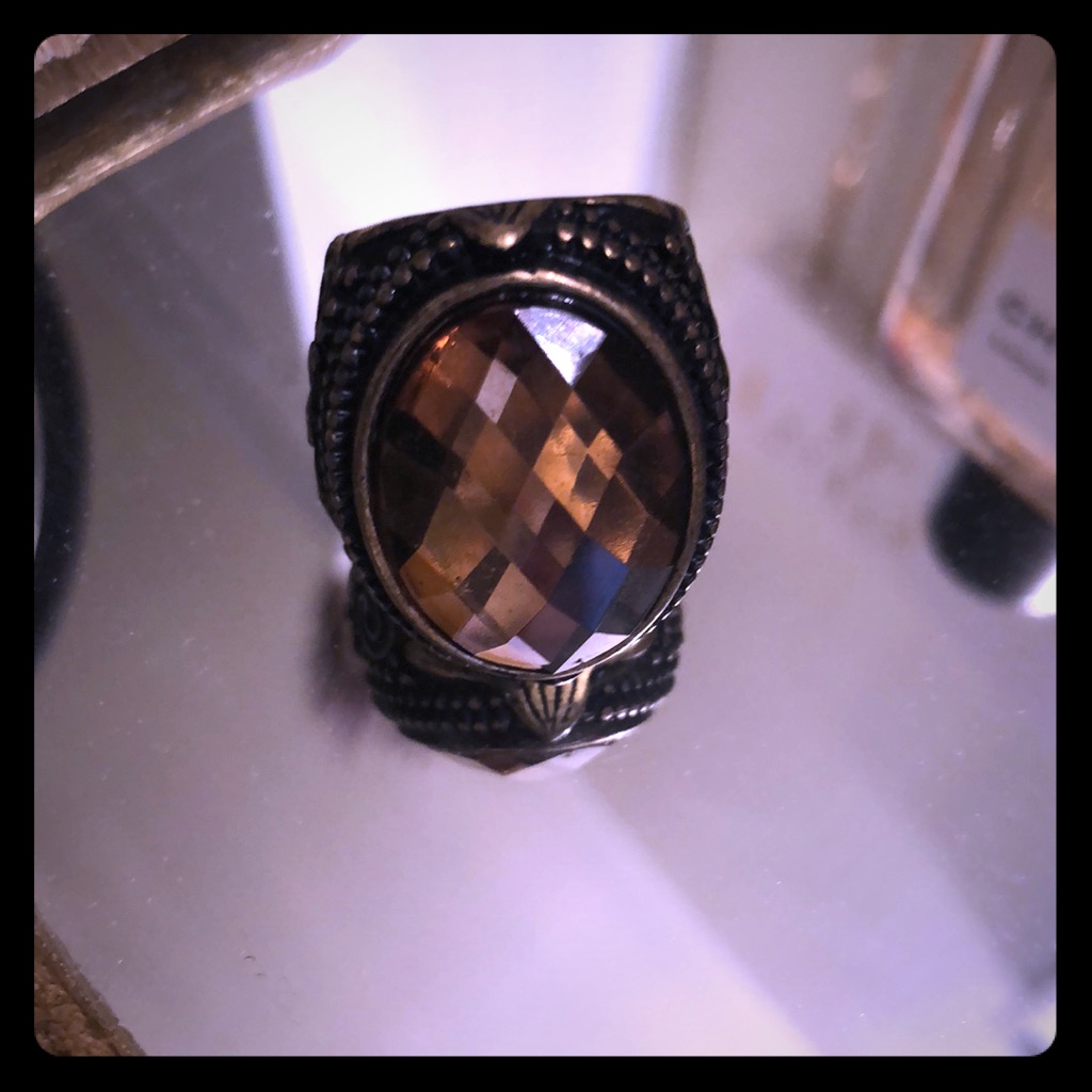 Amber Center Statement Ring